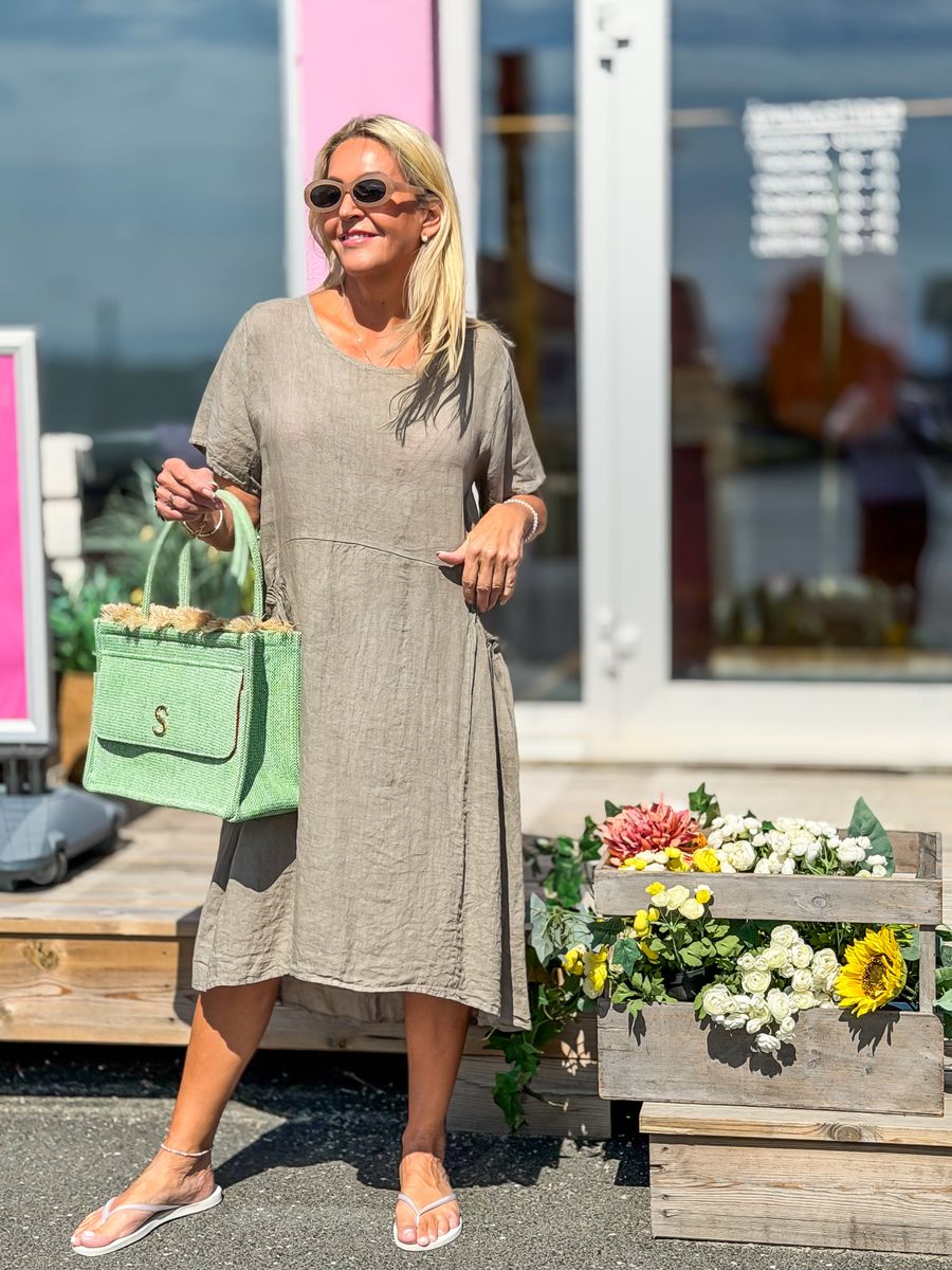 Ruffle Linen Dress