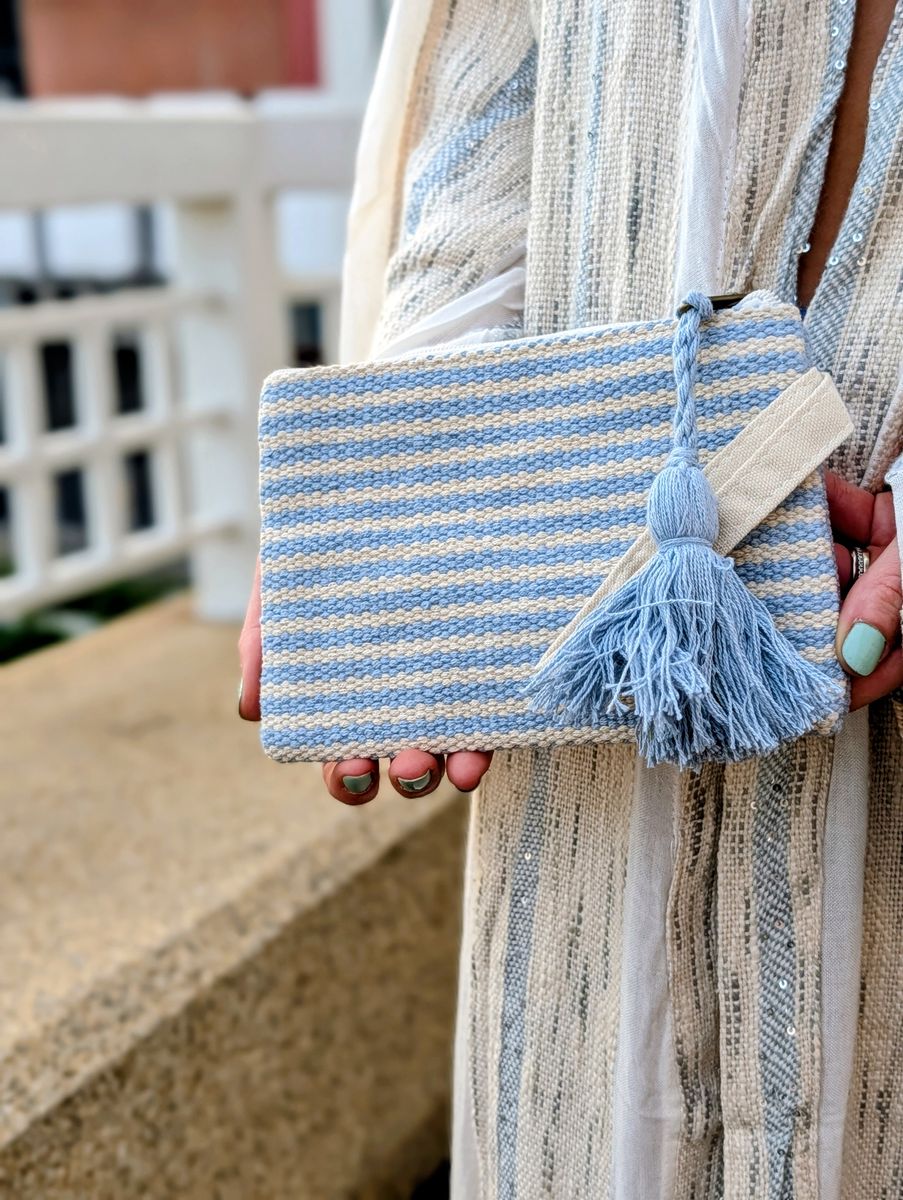 Blue Cotton Clutch