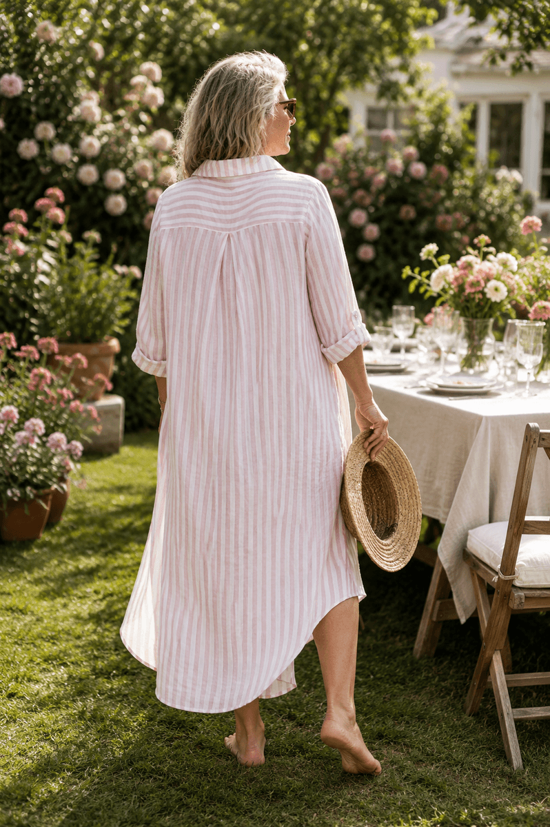 Savona Striped Attitude Linen Dress Reunion