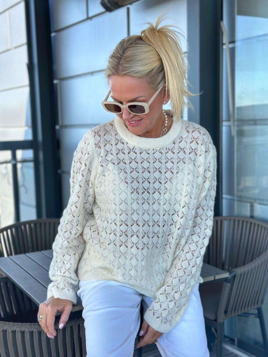 Dana Open Knit Pullover Peppercorn